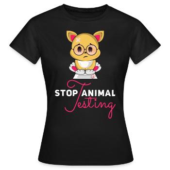 Arrêtez les tests sur les animaux: arrêtez le cadeau des essais sur les animaux - T-shirt Femme - noir - Devant - AI Model Female 172 dark (172cm)