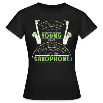 Cadeau Saxo Instrument de Jazz Saxophone Drôle - T-shirt Femme - noir - Devant - AI Model Female 172 dark (172cm)