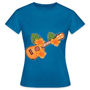 Ukulele - Women's T-Shirt - antique blue sapphire heather - Front - AI Model Female 172 dark (172cm)