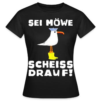 Moin Möwe Seemann Unisex Geschenkidee - Frauen T-Shirt - Schwarz - Vorne - AI Model Female 172 dark (172cm)