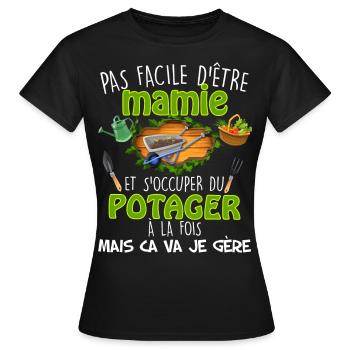 Mamie jardiniere Et Potager - T-shirt Femme - noir - Devant - AI Model Female 172 dark (172cm)