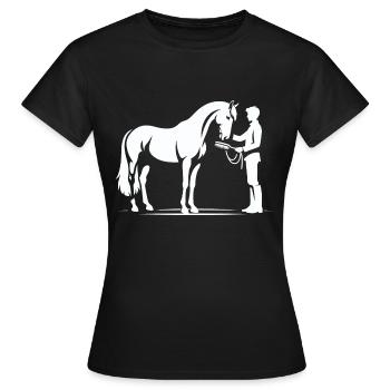 Pferdenarr - Frauen T-Shirt - Schwarz - Vorne - AI Model Female 172 dark (172cm)