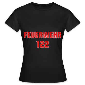 Feuerwehr 122 Telefonnummer Österreich - Frauen T-Shirt - Schwarz - Vorne - AI Model Female 172 dark (172cm)