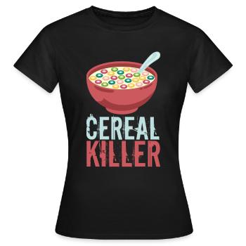 Cereal Killer Serial killer cereal breakfast saying - Women's T-Shirt - black - Front - AI Model Female 172 dark (172cm)