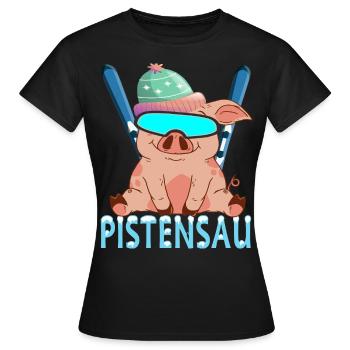 Pistensau - Frauen T-Shirt - Schwarz - Vorne - AI Model Female 172 dark (172cm)