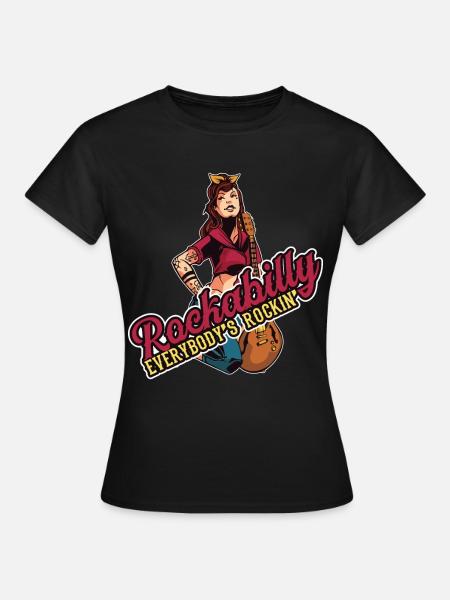 Rockabilly Rocknroll Musik Rock Hardrock - Frauen T-Shirt - Schwarz