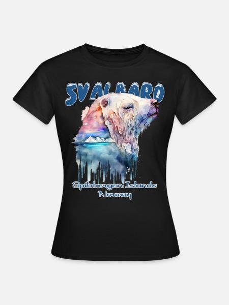 Svalbard Norge Spitsbergen Isbjørn - T-skjorte for kvinner - svart