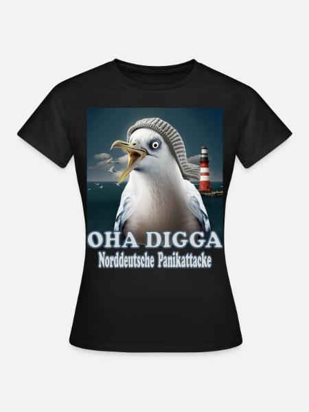 OHA Norddeutsche Panikattacke Friesisch Nordsee - Frauen T-Shirt - Schwarz