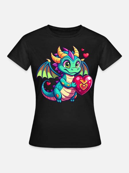 Farbenfroher Drache - Frauen T-Shirt - Schwarz