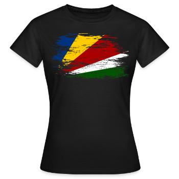 Seychellen Flagge used - Frauen T-Shirt - Schwarz - Vorne - AI Model Female 172 dark (172cm)