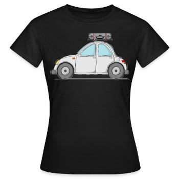 Voiture avec valise sur le toit en gris - T-shirt Femme - noir - Devant - AI Model Female 172 dark (172cm)