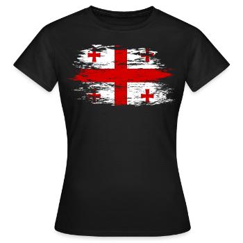Georgien Flagge used - Frauen T-Shirt - Schwarz - Vorne - AI Model Female 172 dark (172cm)