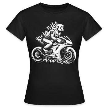 Mein Bike Meine Regeln - Ein Affe auf einem Bike - Frauen T-Shirt - Schwarz - Vorne - AI Model Female 172 dark (172cm)