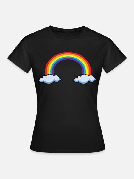 Arc-en-ciel avec nuages | arc en ciel - T-shirt Femme - noir