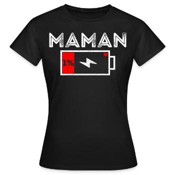 Maman fatiguée batterie faible humour mère cadeau - T-shirt Femme - noir - Devant - AI Model Female 172 dark (172cm)