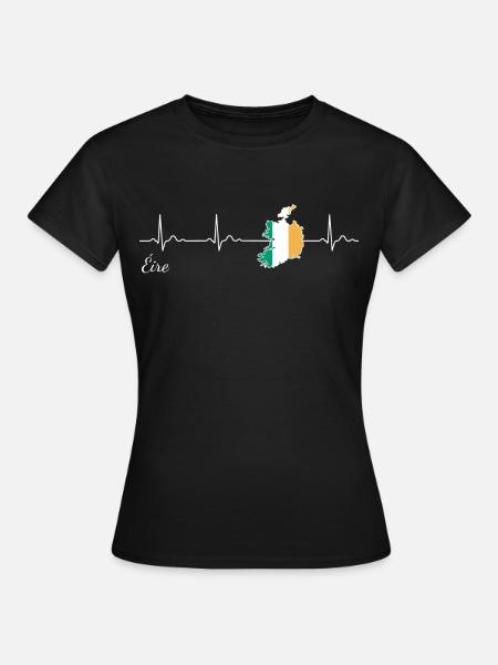 Irland Eire Herzschlag Heartbeat - Frauen T-Shirt - Schwarz