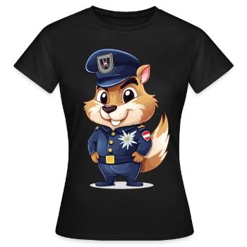 Police Policier Policier Chipmunk Motif - T-shirt Femme - noir - Devant - AI Model Female 172 dark (172cm)