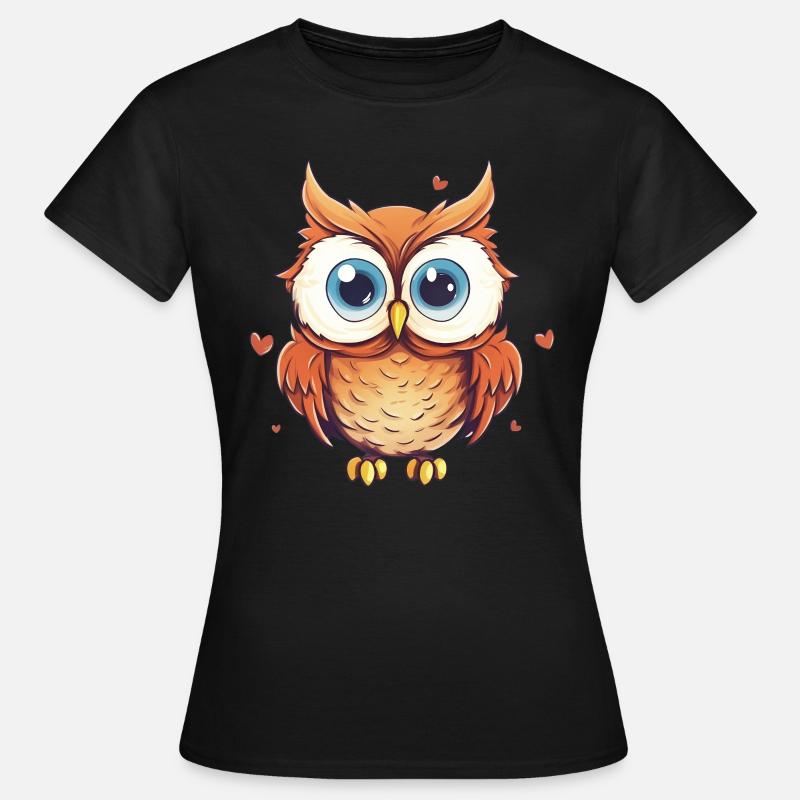 Nachteule Eule Eulen Vogel - Frauen T-Shirt - Schwarz