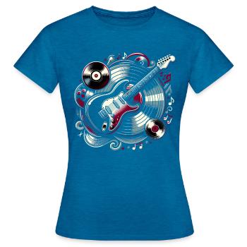 Musique rock et disques vinyles - T-shirt Femme - bleu saphir antique chiné - Devant - AI Model Female 172 dark (172cm)