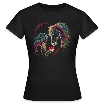 Woman Rider,Equestrian,Riding,Horse,Heart - Women's T-Shirt - black - Front - AI Model Female 172 dark (172cm)