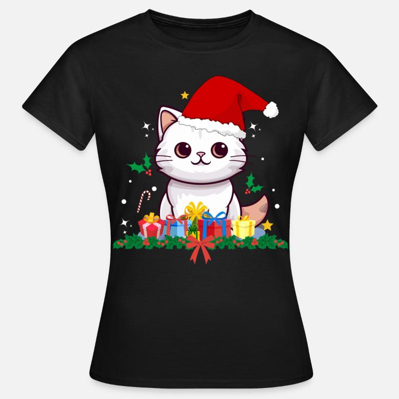 Sjove julekatte - Dame-T-shirt - sort