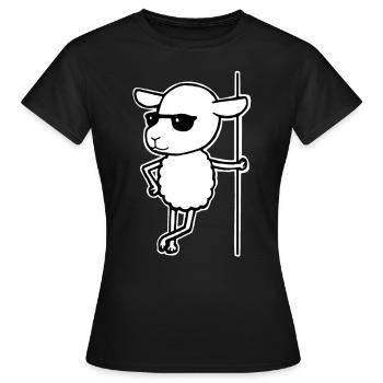 Schaf mit Sonnebrille Cooler Schafbock - Frauen T-Shirt - Schwarz - Vorne - AI Model Female 172 dark (172cm)