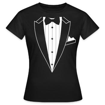 Tee-shirt Tuxedo JGA Jacket T-shirt en costume de smoking - T-shirt Femme - noir - Devant - AI Model Female 172 dark (172cm)
