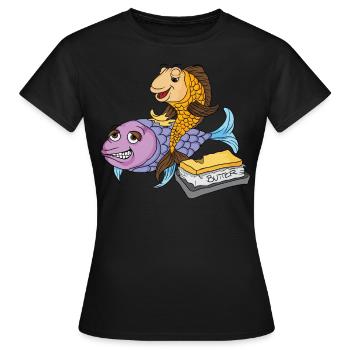 Beurre au poisson Dire bas allemand - T-shirt Femme - noir - Devant - AI Model Female 172 dark (172cm)