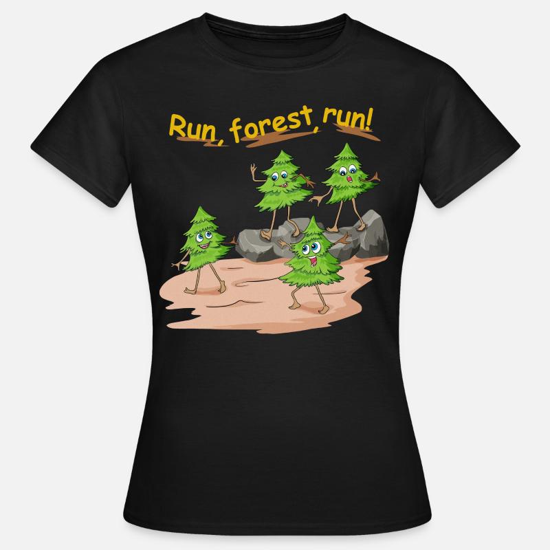 Forêt de sapins courir dans la forêt comme un jogger - T-shirt Femme - noir