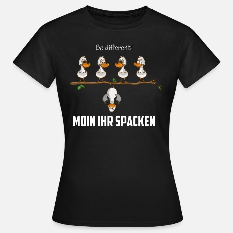 Be different sagt die Möwe Moin ihr spacken - Frauen T-Shirt - Schwarz