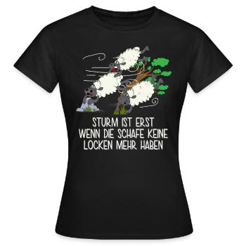Sturm Ist Erst Wenn Schafe Keine Locken Mehr Haben - Frauen T-Shirt - Schwarz - Vorne - AI Model Female 172 dark (172cm)