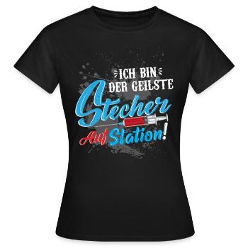Krankenpfleger der geilste Stecher auf Station - Frauen T-Shirt - Schwarz - Vorne - AI Model Female 172 dark (172cm)