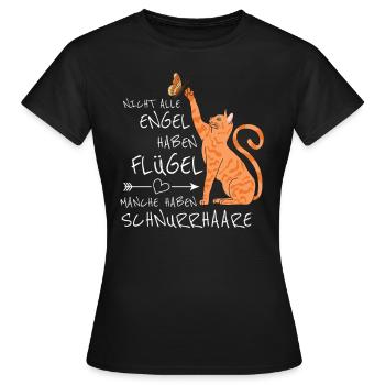 Katzenbesitzer haben Katzen mit Schnurrhaare Engel - Frauen T-Shirt - Schwarz - Vorne - AI Model Female 172 dark (172cm)