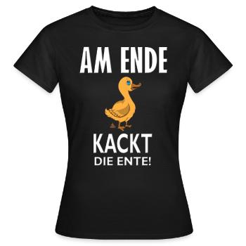 Lustige Ente am Ende kackt die Ente Stuhlgang Fun - Frauen T-Shirt - Schwarz - Vorne - AI Model Female 172 dark (172cm)