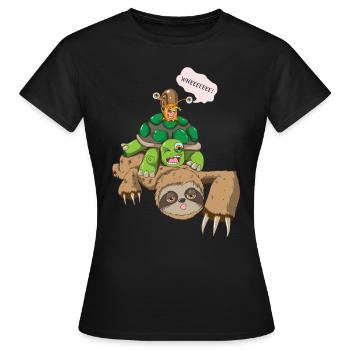 Paresseux tortues escargots motif amour des animaux - T-shirt Femme - noir - Devant - AI Model Female 172 dark (172cm)