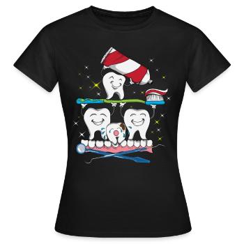 Dentist's office brushing teeth toothpaste - Women's T-Shirt - black - Front - AI Model Female 172 dark (172cm)