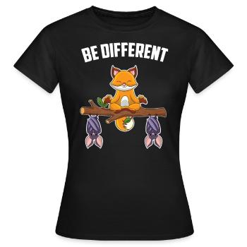 Be Different Fledermäuse Liebhaber Spruch Fuchs - Frauen T-Shirt - Schwarz - Vorne - AI Model Female 172 dark (172cm)