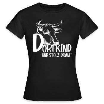 Dorfkind & Stolz drauf Dorfkinder Landwirt Rind - Frauen T-Shirt - Schwarz - Vorne - AI Model Female 172 dark (172cm)