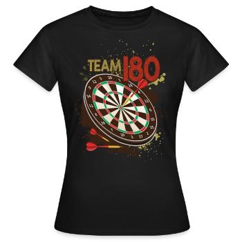 Team 180 Dart Dartscheibe Teamplayer Dartspieler - Frauen T-Shirt - Schwarz - Vorne - AI Model Female 172 dark (172cm)