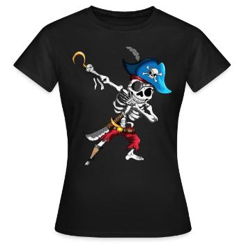 Dabbing Piraten Skelett Augenklappe Piratenschiff - Frauen T-Shirt - Schwarz - Vorne - AI Model Female 172 dark (172cm)
