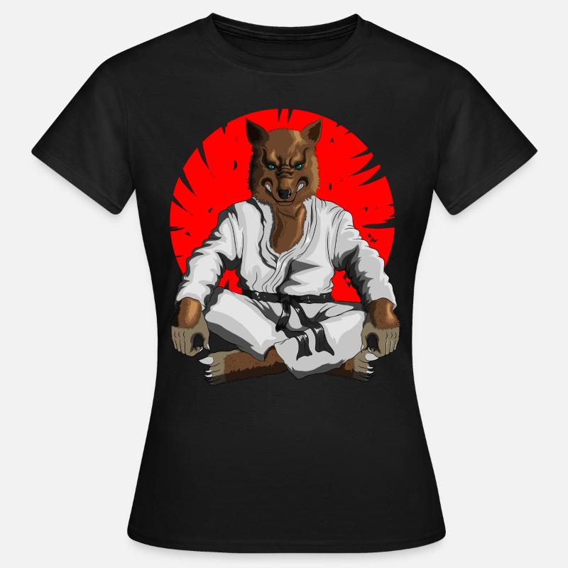 Bad wolf in karate combat outfit for your training - Women's T-Shirt - black