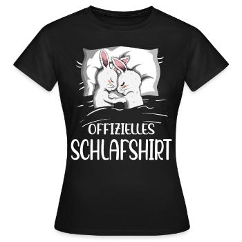 Hase Kaninchen Pyjama Offizielles Schlafshirt - Frauen T-Shirt - Schwarz - Vorne - AI Model Female 172 dark (172cm)
