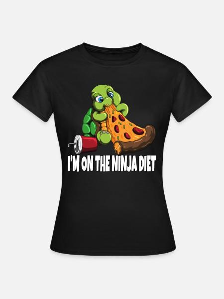 Pizza Turtle Fun Funny Diets Design - Women's T-Shirt - black