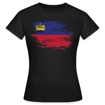 Liechtenstein Flagge used - Frauen T-Shirt - Schwarz - Vorne - AI Model Female 172 dark (172cm)
