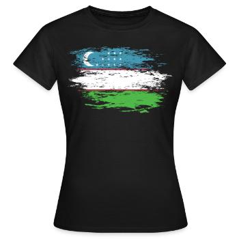Uzbekistan Flagge used - Frauen T-Shirt - Schwarz - Vorne - AI Model Female 172 dark (172cm)