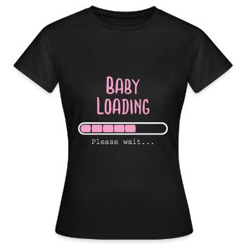 Baby loading.. please wait. Grossesse Accouchement - T-shirt Femme - noir - Devant - AI Model Female 172 dark (172cm)