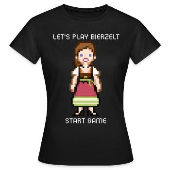 80s Retro Dirndl Gamer Girl T-Shirt fürs Bierzelt - Women's T-Shirt - black - Front - AI Model Female 172 dark (172cm)