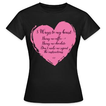 Herz Heart Kaffee Schokolade coffee chocolate Fun - Frauen T-Shirt - Schwarz - Vorne - AI Model Female 172 dark (172cm)