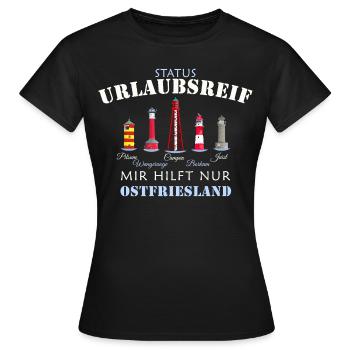 La Frise orientale prête pour les vacances, la mer du Nord allemande - T-shirt Femme - noir - Devant - AI Model Female 172 dark (172cm)