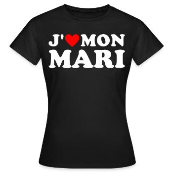 J' aime mon mari cadeau femme mariée coeur rouge - T-shirt Femme - noir - Devant - AI Model Female 172 dark (172cm)